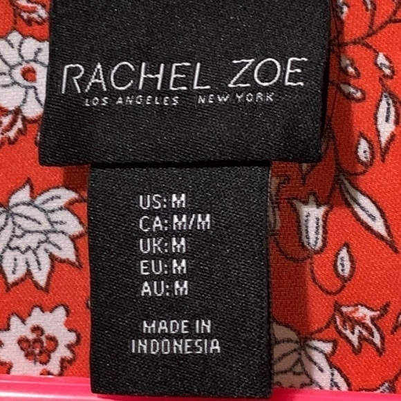 Rachel Zoe Red Ditsy Floral Button Down Long Sleeve Blouse V-Neck Medium EUC - Picture 4 of 7